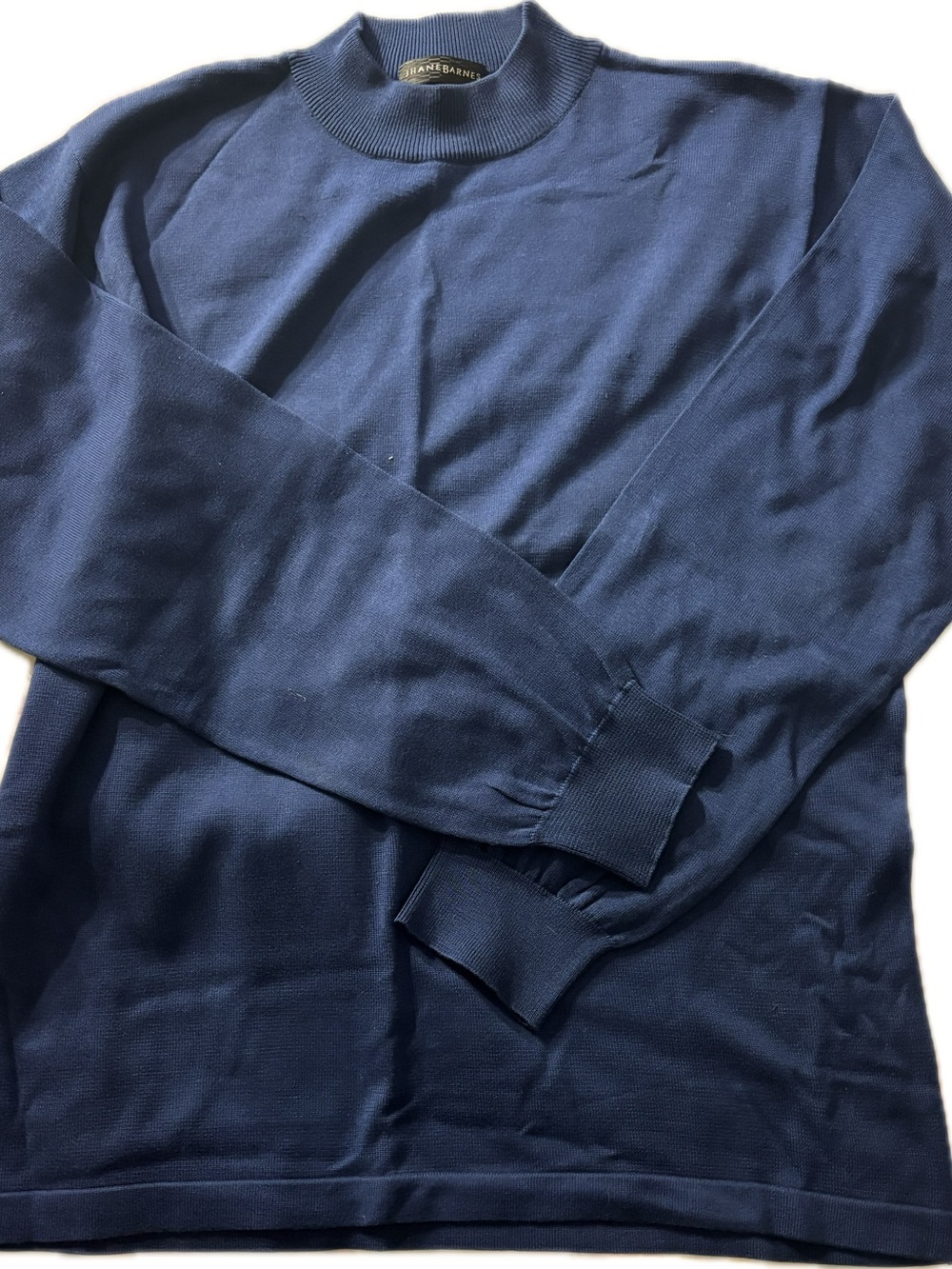 Jhane Barnes Navy Mock Neck Sweater